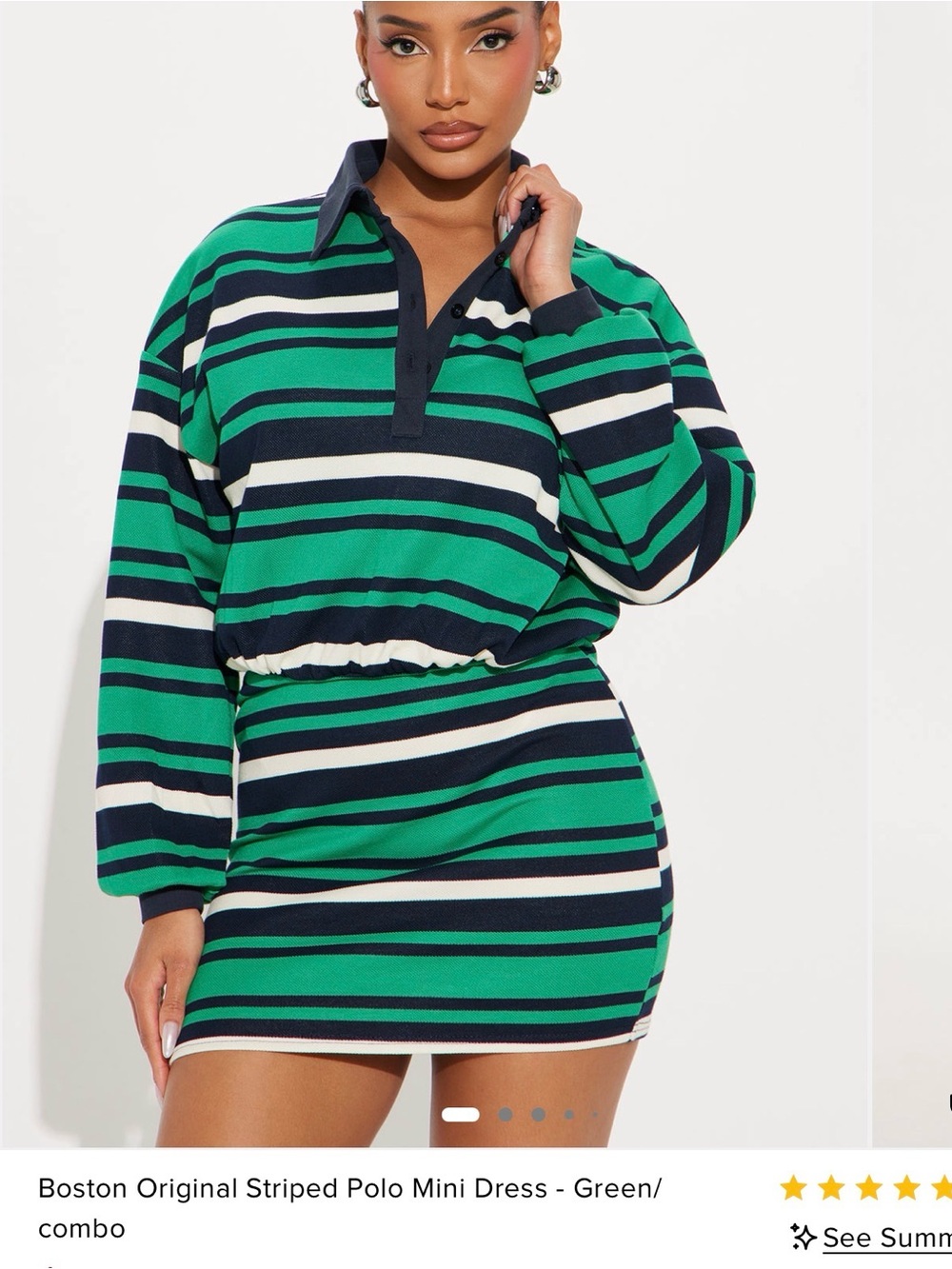 Green Stripe Polo Mini Dress